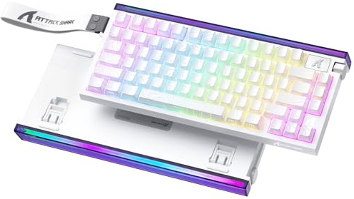 ATTACK SHARK R85 HE Tastiera Rapid Trigger 8000Hz, Precisione RT di 0,005mm, Tastiera Gaming Cablata 75%, Scatola Luminosa RGB, Switch Magnetici Hall, Attuazione Regolabile, Snap Tap, Contorni Bianchi