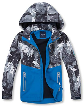 BuyiRen Boys Windbreakers Jacket Rain Jackets Hooded Raincoat Fleece Lined Rain Coats for Kids, 4-13 Years