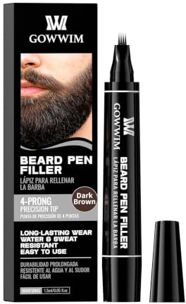 Gowwim Beard Pen,Waterproof and Sweatproof Filler for Men, Precisely Fills in Beard Gaps to Create a Thick and Lush Beard Effect Suitable for All Beards (Dark brown)