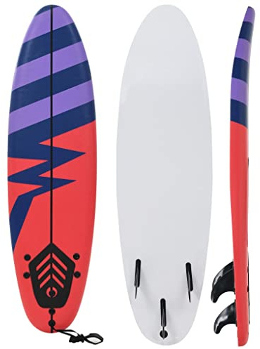 Mangloder surfbräda blå röd för nybörjare och avancerad, mjuk softboard med fin, lätt EPS-skum, perfekt för vågor, hav, strand, vattensport, balansträning, utomhus