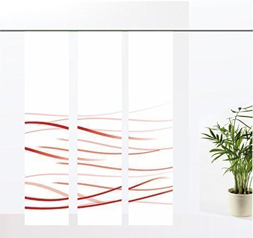 gardinen-for-life Flächenvorhang Waves Red Orange - 3er - Serie, Set 3tlg, Jew. Gr.60x260 cm