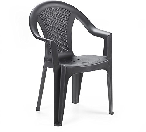 Mojawo Stapelstuhl Gartenstuhl Ischia Bistrostuhl Gartensessel stapelbar Rattan-Optik Balkonmöbel Gartenmöbel Anthrazit