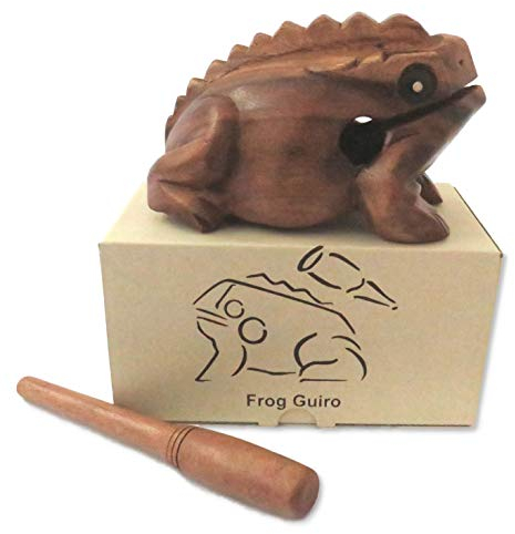 Purity Style Quakender Holzfrosch Guiro in Geschenkverpackung - Schlaginstrument aus Fairem Handel (16cm lang)