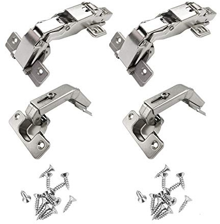 LOOTICH 135 Degré Charnière de Porte Pliante d'Angle et 165 Degré Plein Recouvrante Charnieres avec Hydraulique Amortissement pour Placard Cuisine Armoire Meuble Portes à Angle Combiné Lot de 4