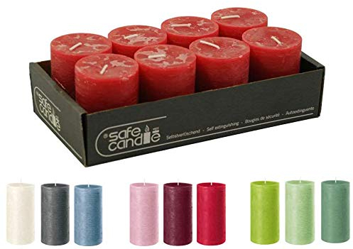 Rustikale Stumpenkerzen – Wachskerzen/Rustickerzen/Adventskerzen Weihnachten (Rubin Rot, Klein: Höhe 8cm / Ø 6cm)