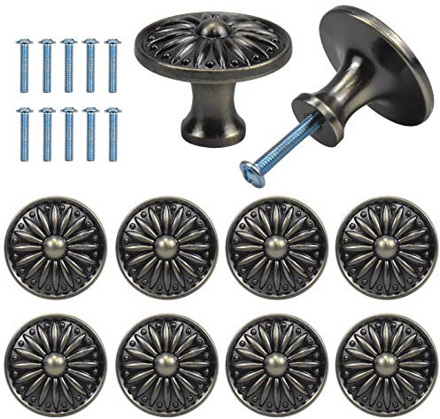 Jinlaili 10PCS Vintage Pomelli per Porta, 35MM Retro Pomolo per Mobile, Pomelli per Mobili, Maniglia per Armadietto, Manopole per Mobili da Cucina, Pomelli per Cassetti, Armadio Cassetto (Bronzo)