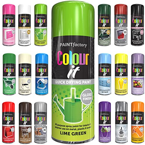 Classic Signature - 1 x Lime Green All Purpose Aerosol Spray Paint 400ml Quick Drying Spray, Fast Dry and Excellent Coverage for Metal, Wood, Plastic and More