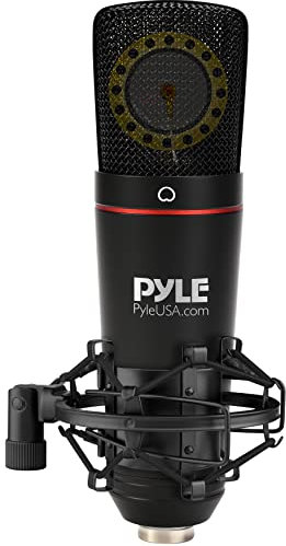 JOVIAL Pyle Large Diaphragm Cardioid Condenser XLR Microphone Kit - Big Capsule 34mm Pro Audio Mic - Audio Cardioid Condenser Studio Mic, Shock Mount, Travel Case, for Fat Vocals and Instrumentals