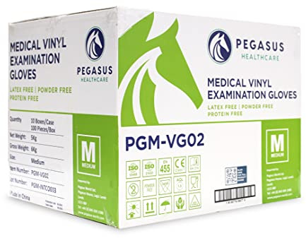 Pegasus Healthcare | 1000 Clear Disposable Vinyl Medical Examination Gloves AQL 1.5 Powder & Latex Free (1000, MEDIUM)
