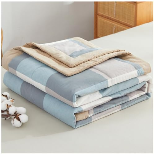 TOULIVER Ganzjahresdecke Steppdecke, Antiallergisch für Allergiker 100% Baumwolle Bettdecke Double Face Atmungsaktiv Leichte Sommerdecke, Waschmaschinenfest,I,150x200cm
