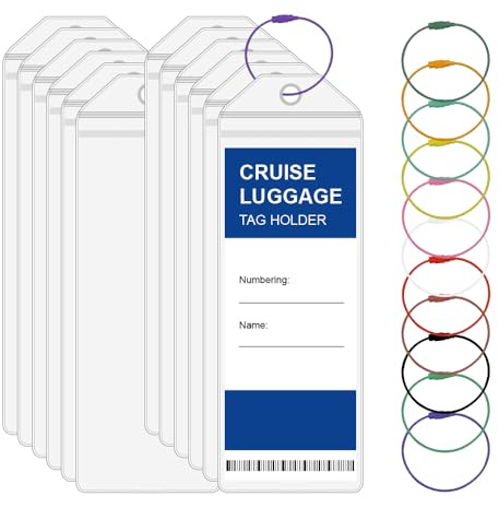 HLIWS 12 Portaetiquetas de Equipaje de Crucero,identificar la información | EVA+PVC,impermeable,con anilla,5.8x15.8cm,para maletas,mochilas,para ordenador y estuches de instrumentos musicales