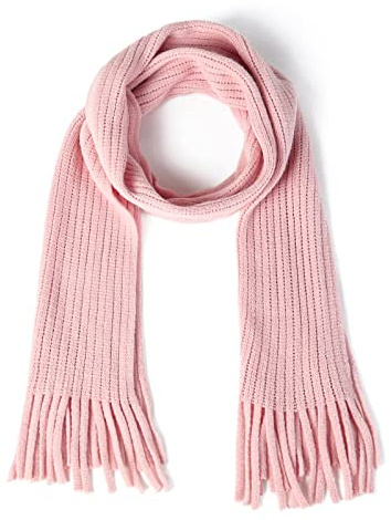 Kids Knit Scarf Winter Fashion Solid Color Toddler Baby Scarves Neck Warmer Tassel Scarf for Boys Girls Pink