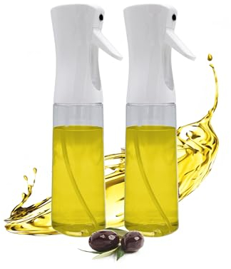 Plastic Oil Sprayer, 300 ml, Set of 2, Oil and Water Atomiser for Refilling, Universal Spray Bottle, Oil, Vinegar, Wine, Water Dispenser, Multifunctional