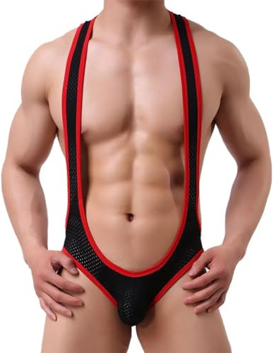 NewBull Men's Jockstrap Leotard Underwear Jumpsuits Wrestling Singlet Stretch Thong Bodysuit Comfy Touch Sexy One-Piece
