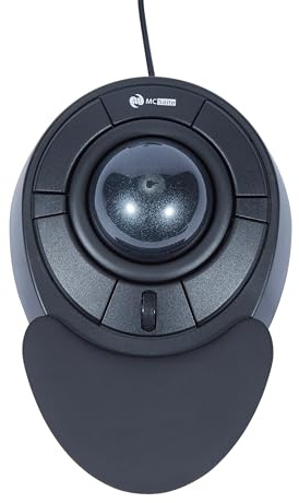 M MC Saite MCSaite Wired Trackball Mouse with Scroll Wheel - 55mm Big Trackball with 4 Buttons and Detachable Wrist Rest - Gray Ball