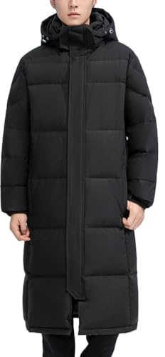 Oanviso Doudoune Longue Homme Chaude Polaire Manteaux Manches Longues Veste à Capuche Parka Doudoune Épais Gilets Veste Blousons Casual Pullover Slim Fit E Noir XXL