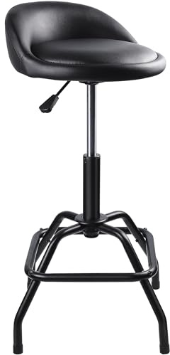 SMART JERRY - Garage Shop Stools, Counter Height Bar Stools, Swivel Barstools Height Adjustable, Work Bench Stool with Back, Kitchen Bar Height Chairs, Black (330lb Weight Capacity)
