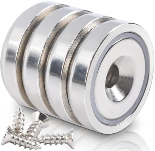 4 pezzi Magneti Neodimio 25x7mm Potente Magnete Forza 20 KG Calamita Magneti con al Magnet Neodimio foro e Capsula con Svasato e con viti，Magneti Potenti Per Industria e Scienza ecc