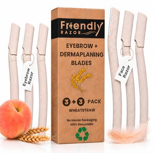 3+3 Dermaplaning and Eyebrow Blades for Face | Face Razors for Women | Facial Hair Remover | Eyebrow Razors for Peach Fuzz Removal & Skin Exfoliation