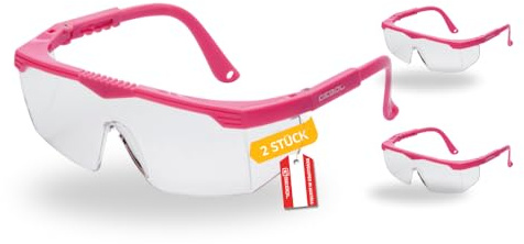 Gebol Safety Kids Kinder Schutzbrille - 2er Set Sicherheitsbrillen für Kinder, extra leicht & kratzfest, verstellbare Bügel, ideal zum Heimwerken & Basteln, Pink