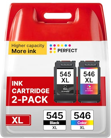 545XL 546XL Ink Cartridges Replacement for Canon Ink Cartridges 545 546 PG-545 CL-546 XL Black and Colour for Pixma TS3350 TS3150 MG3050 MG2550S MG2950 TR4550 TR4551 TR4650 MX495 TS3355 （2-Pack）