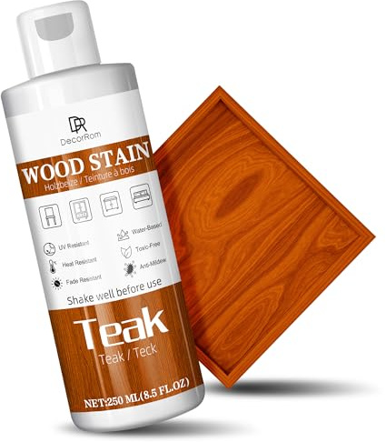 Holzbeize Teakfarbe, 250ml Wasserbasis Beize Holz, Matt Wood Stain, Schnelltrocknend für HolzmöBel Im Innen Und AußEnbereich, TüRen, Fenster, SchräNke, Wandverkleidungen Geruchsarm Ungiftig
