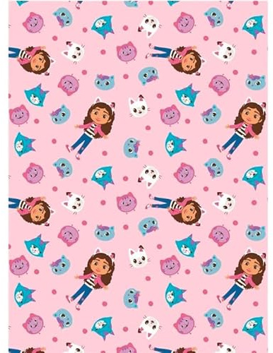 Superlicencias La Casa de Muñecas de Gabby, Manta Coralina Infantil, Diseño de Gatos y Muñecas, Gabby´s Dollhouse, Rosa, 110x150 cm