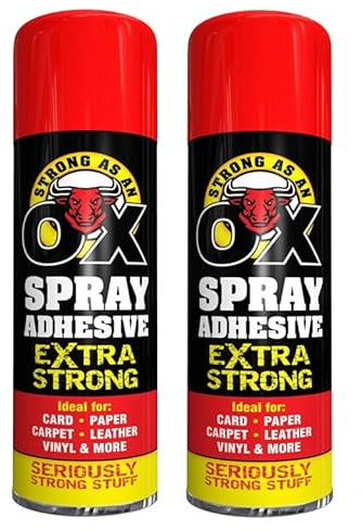 Strong As An Ox Extra Strong Spray Adhesive 500 ml – Heavy Duty Multi-Purpose Contact Glue Spray, Ideal for Carpets, Foam, Underlay, Upholstery, & Crafts (2)