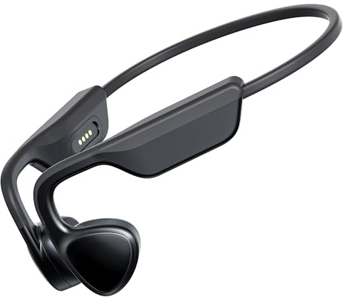 Bone Conduction Headphones,Open-Ear Bluetooth 5.3 Wireless with Mic, IPX7 Waterproof Sport Earphones with 12H Playtime & Magnetic Fast Charge, Secure Fit for Cycling,Fitness,Gym (Obsidian Black)