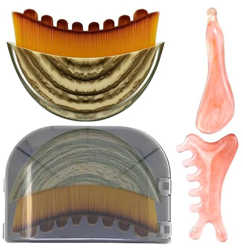 Gmili 2 Piezas Lymphatic Contour face Brush, Masaje Desinflamante y Modelador para Rostro y Cuello, Se Adapta al Contorno de la Piel, Aliviando la Fatiga Facials para Cara, Barbilla, Mandíbu