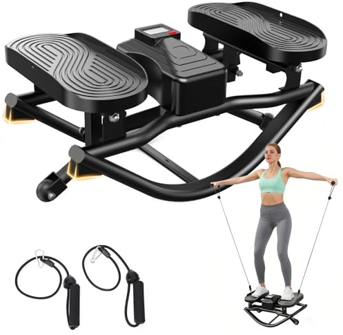 HXD-ERGO Rock Stepper with Elastic Resistance Bands, Side-to-Side Lateral Rocking Motion, Digital Display & High-Capacity Design for Home Leg GluteWorkout