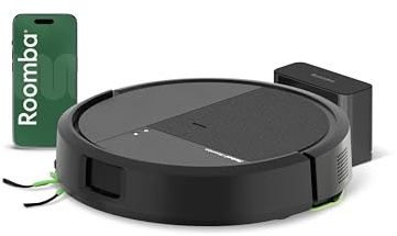 iRobot Roomba 115 Combo, Robot Aspirador y friegasuelos 2en1, Potencia de succión de 15.000 Pascales, Cepillo Lateral Flexible, Mopa de fregado extendida, Navegación Clearview LiDAR, App, Negro