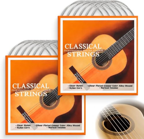 2 sets cuerdas guitarra clásica nylon 6 cuerdas, tensión normal con sonido cálido, cuerdas duraderas para principiantes y avanzados