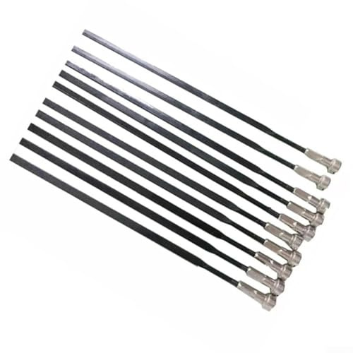 Lot de 5 rayons de vélo plats droits en acier 261-290 mm Noir Lame large Pièces de rechange pour réparation de roues de vélo tricycle (265 mm)