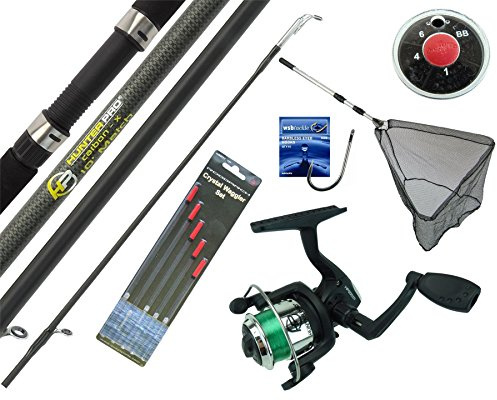 HUNTER PRO COMPLETE STARTER BEGINNER FISHING KIT SET & 10' ROD REEL FLOATS HOOKS SHOT & NET