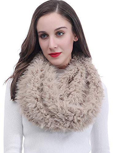 Lina & Lily Bufanda Infinita Snood Invierno de Pelo Sintético (Caqui)