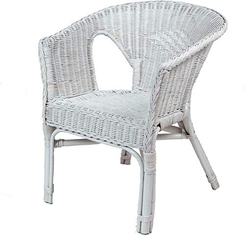 Desser Indoor Small Adults Wicker Loom Chair in White – Fully Assembled Natural Cane – Dimensions: H71cm x W57cm x D54cm, Floor to Seat 44cm