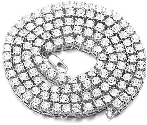 HALUKAKAH Guldkedja för Män Iced Out, 5.5MM Män Tenniskedja Platina Vitguld Finish Choker Halsband 55cm, Full Cz Diamantslipning Prong Set, Gåva till Honom