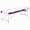 vidaXL Massagetisch Klappbar 3 Zonen mit Tragetasche Therapie Massageliege Massagebank Kosmetikliege Therapieliege Massage Liege Aluminium Weiß Lila
