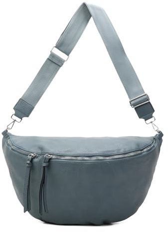 ITALYSHOP24 XXL Tasche Bauchtasche Hüfttasche Crossbody Schultertasche Umhängetasche Kunstleder Gürteltasche Crossover Slingntasche Unisex Bag Blau
