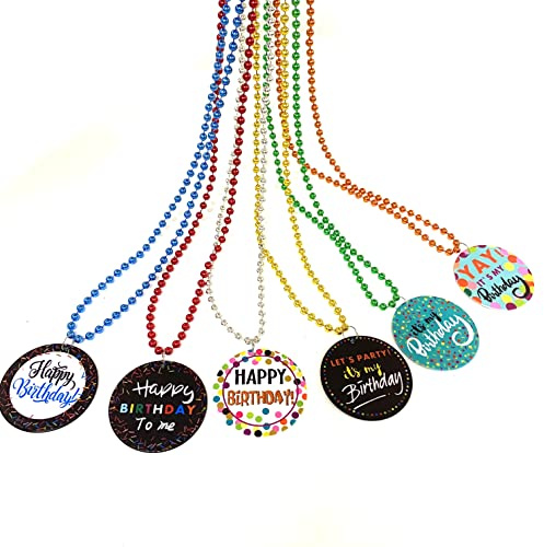 YSPPF Colorful Happy Birthday Medallion Beads Necklaces Party Favors(12 Pcs)