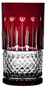 Ajka Fabergé Xenia - Bicchiere da cocktail Highball in cristallo rosso rubino, 345,9 ml, unità singola
