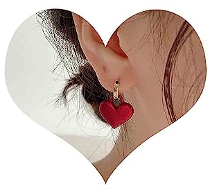 Dervivea Boho Roter Herzohrring Rotes Herz Tropfenohrringe Liebe Herz Huggie Ohrringe Mattierte Herz Ohrringe Schmuck Für Frauen Und Mädchen