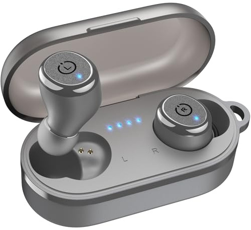 TOZO T10 Wireless Earbuds Bluetooth 5.3 Headphones, App Customize EQ, Ergonomic Desigh, 55H Playtime, Wireless Charging Case, IPX8 Waterproof Powerful Sound in-Ear Headset Grey(New Upgraded)