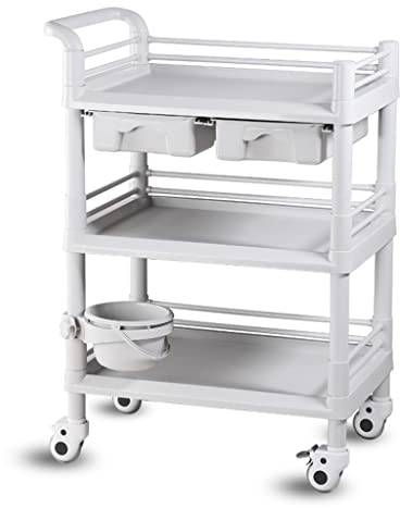 GagalU Medical Trolley with Two Drawers, Double-Layer Mobile Trolley, Surgical Trolley with Locking Wheels, 132LB Load Medical
