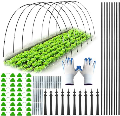 Túnel para plantas, 30 unidades de neumáticos de invernadero de fibra de vidrio, arco de túnel para manualidades, bancal alto, arco de invernadero con envoltura, túnel de invernadero, arco para