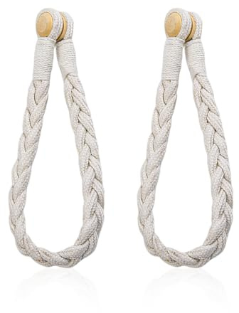 1 Paio Di Fibbie Intrecciate Intrecciate, Fibbie Per Tende A Corda Di Cotone Bianco, Semplici Fibbie A Tenda Magnetica, Fibbie Per Taglio Per Tallone In Legno, Accessori Per Fissarsi In Tenda.