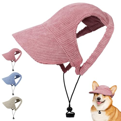 OFFCUP Berretto da Baseball per Cani Regolabile Cappello da Baseball per Cani con Fori per le Orecchie Cappello Sportivo da Viaggio Cappellino di Protezione Solare per Animale Domestico (Rosa, M)