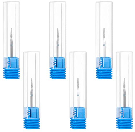6 punte per cuticole, fresa per unghie riutilizzabili, con astuccio, fresa per cuticole diamantate, strumento professionale per la pulizia delle cuticole, grana media per la cura dei piedi