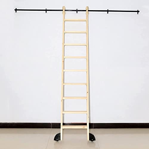 Kit hardware per scala scorrevole, sistema completo di scale scorrevoli da 600 cm, con asta appendiabiti e binario di prolunga per biblioteca, garage e uso domestico